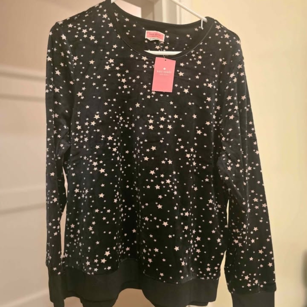 Kate Spade Black Star Print Pajama 2 Piece Set